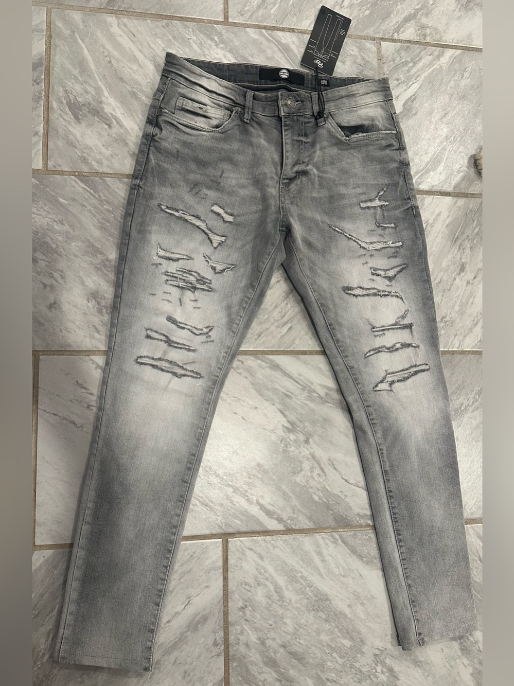 NWT Jordan Craig Men’s Ross Gray Denim Skinny Tapered Fit Jeans Size 34Wx31L